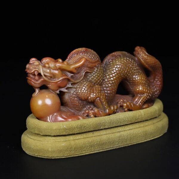 Old collection of wooden box Shoushan stone Tenglong play with pearl seal ornaments - Image 5