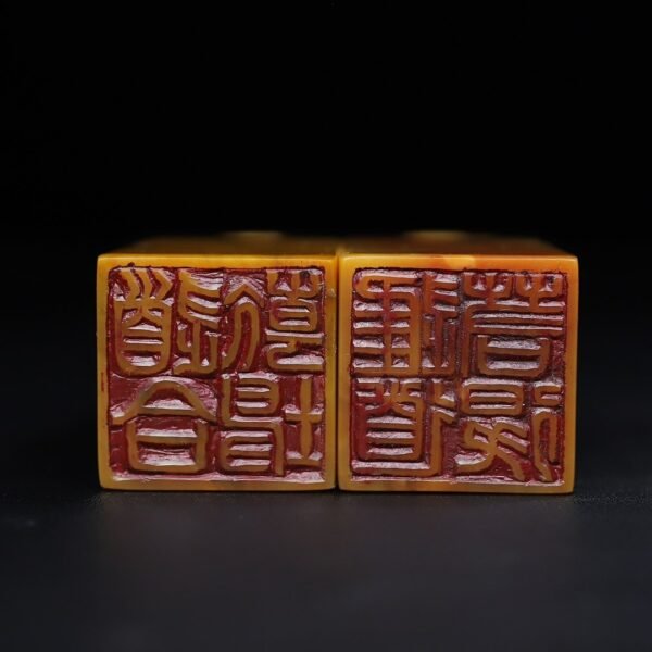 old collection of wooden box Shoushan stone Tianhuang carved boy playing with elephant seals - Image 8