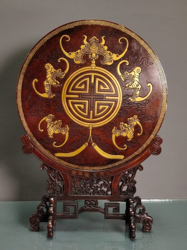 Copper gilded real gold hand-carved high relief engraved dragon and phoenix auspicious - Image 2