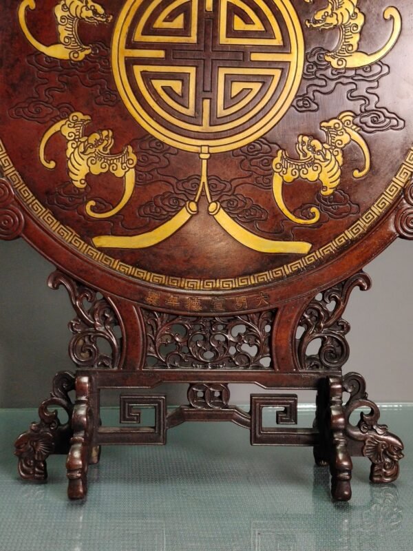 Copper gilded real gold hand-carved high relief engraved dragon and phoenix auspicious - Image 3