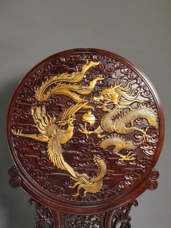 Copper gilded real gold hand-carved high relief engraved dragon and phoenix auspicious - Image 5