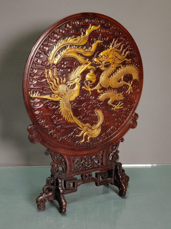 Copper gilded real gold hand-carved high relief engraved dragon and phoenix auspicious - Image 8
