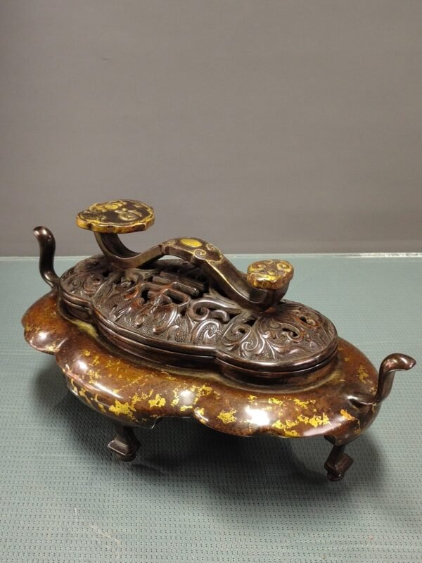 Copper gilded gold incense burner - Image 4