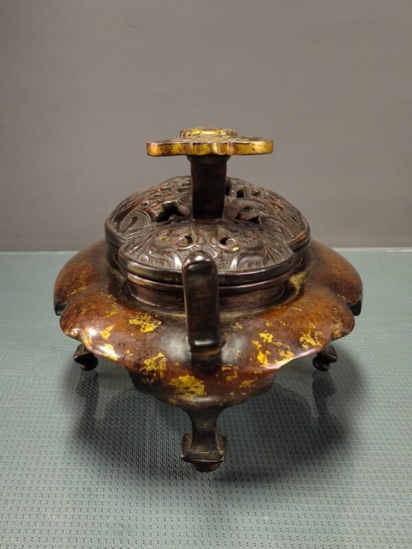 Copper gilded gold incense burner - Image 6