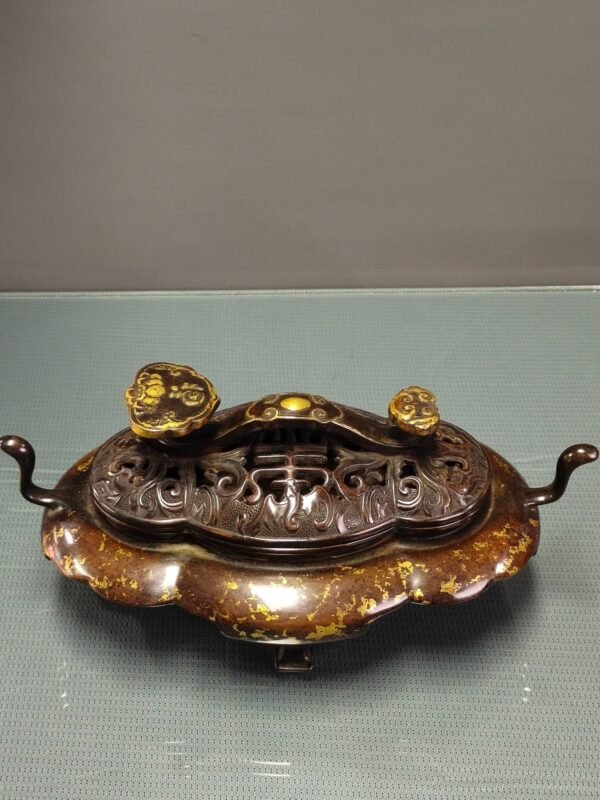 Copper gilded gold incense burner - Image 7