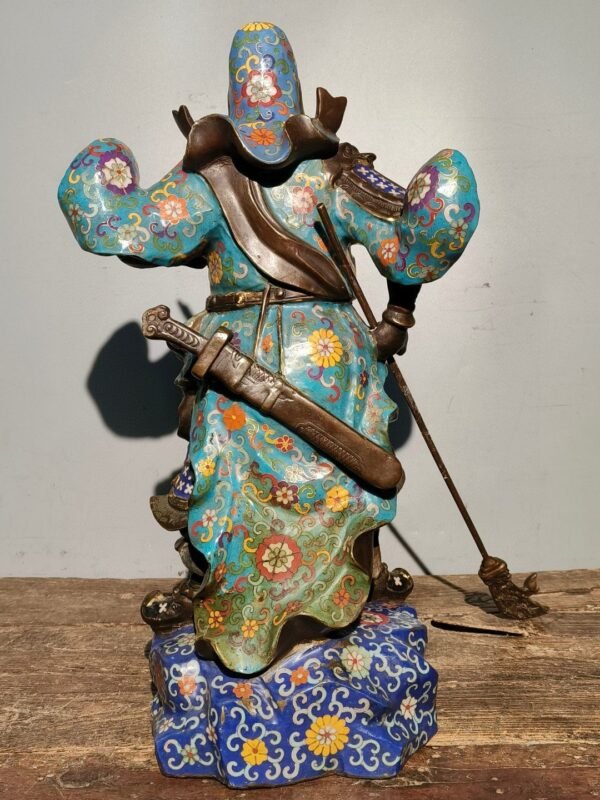 Old Collection of Pure Copper Gilded Cloisonne Guan Gong - Image 2