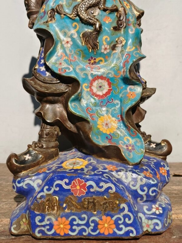 Old Collection of Pure Copper Gilded Cloisonne Guan Gong - Image 5