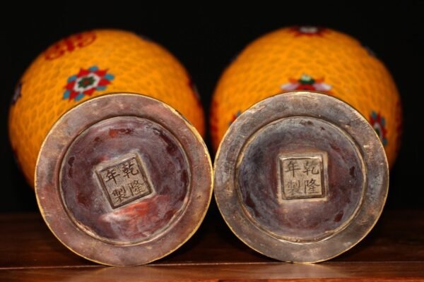 Old collection of pure copper cloisonne plum vase vase ornaments, pure handmade cloisonné enamel - Image 9