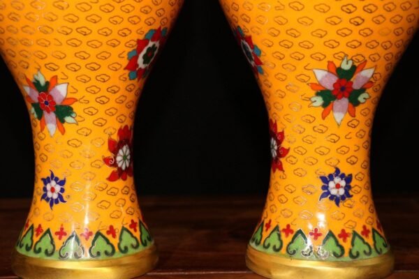 Old collection of pure copper cloisonne plum vase vase ornaments, pure handmade cloisonné enamel - Image 7