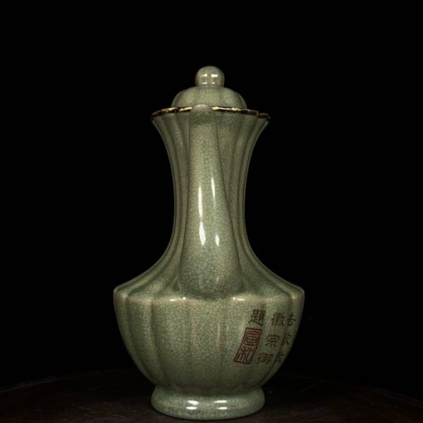Song Ru kiln enclosed mouth inscription melon-shaped handle pot - Image 4