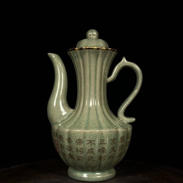 Song Ru kiln enclosed mouth inscription melon-shaped handle pot - Image 2