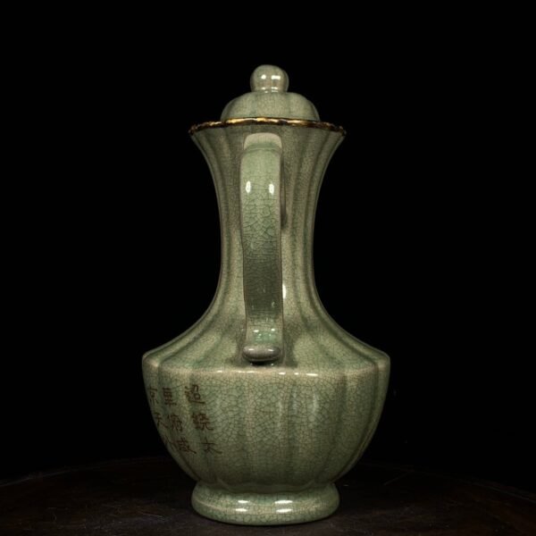 Song Ru kiln enclosed mouth inscription melon-shaped handle pot - Image 7