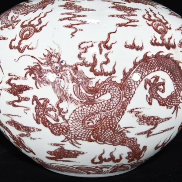 Qing Kangxi underglaze red dragon pattern celestial globe vase - Image 3