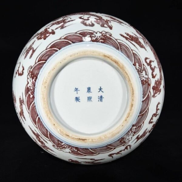 Qing Kangxi underglaze red dragon pattern celestial globe vase - Image 8