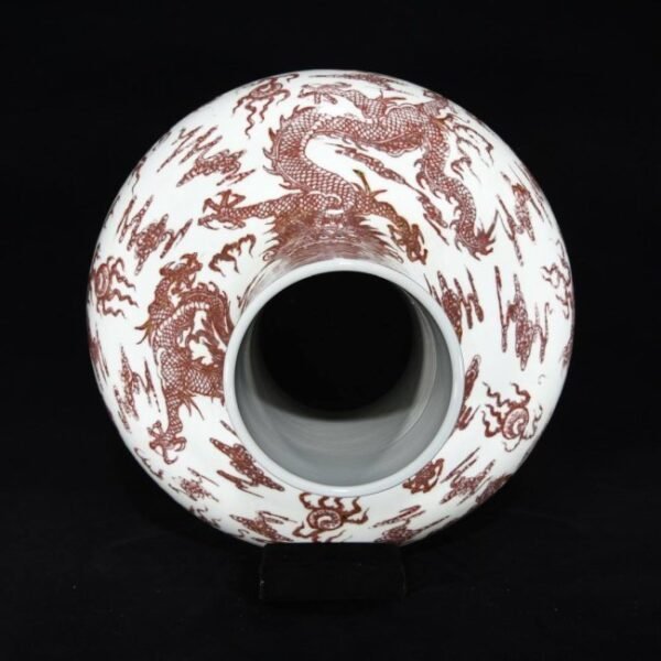 Qing Kangxi underglaze red dragon pattern celestial globe vase - Image 9