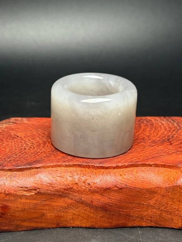 etian jade blue and white jade ring, simple and elegant, natural color, like ink painting, warm jade - Image 9