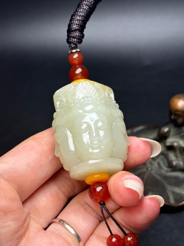 Hetian jade four-sided Guanyin head, guarding the four directions of peace, exquisite shape - Image 2
