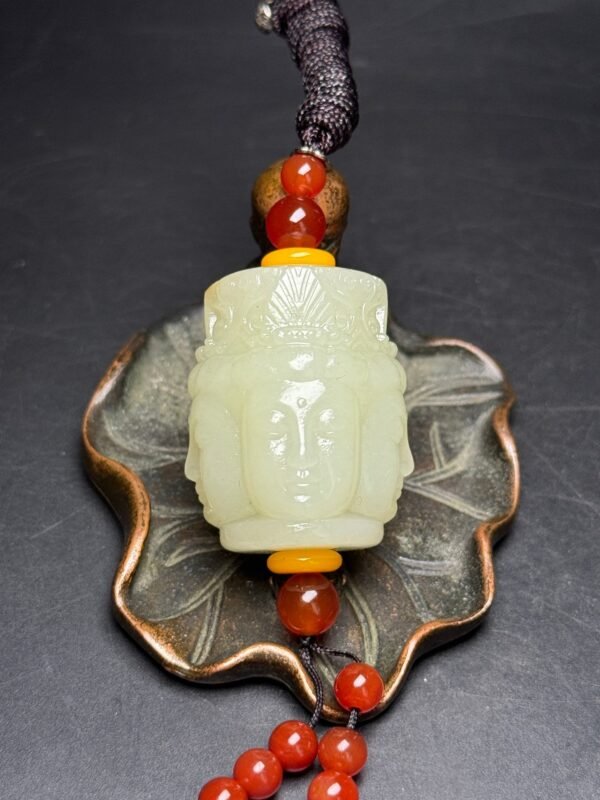 Hetian jade four-sided Guanyin head, guarding the four directions of peace, exquisite shape - Image 5