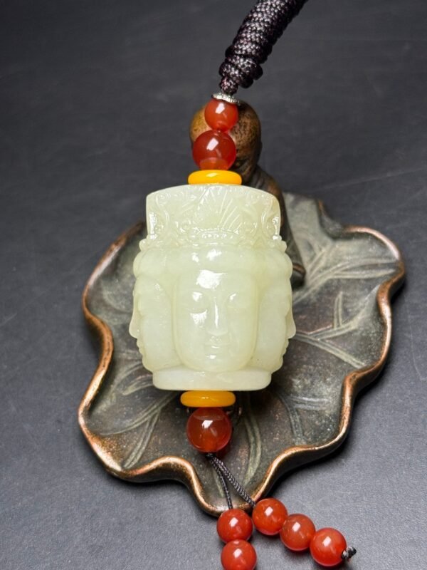 Hetian jade four-sided Guanyin head, guarding the four directions of peace, exquisite shape - Image 8