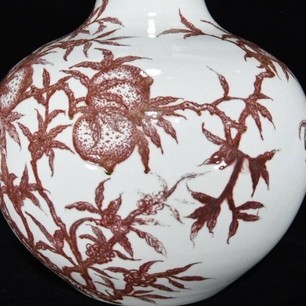 Qing Kangxi underglaze red longevity pattern celestial globe vase - Image 4
