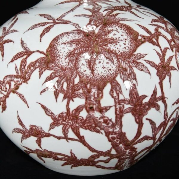 Qing Kangxi underglaze red longevity pattern celestial globe vase - Image 5
