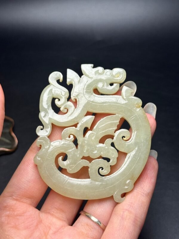 Hetian Jade Dragon and Phoenix Jade Pendant, dragon and phoenix are auspicious, auspicious - Image 3