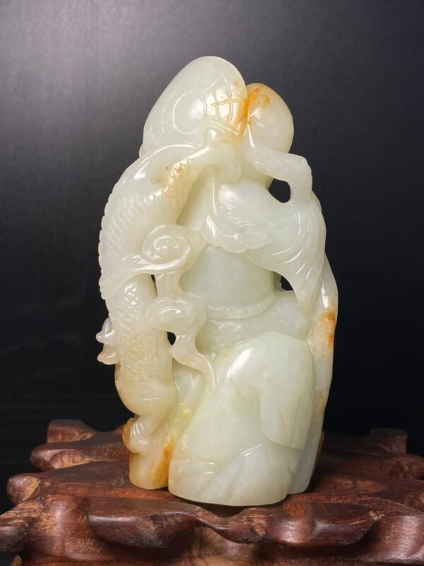 Hetian jade Ming and Qing dynasty jade pieces, subduing dragon arhat - Image 5