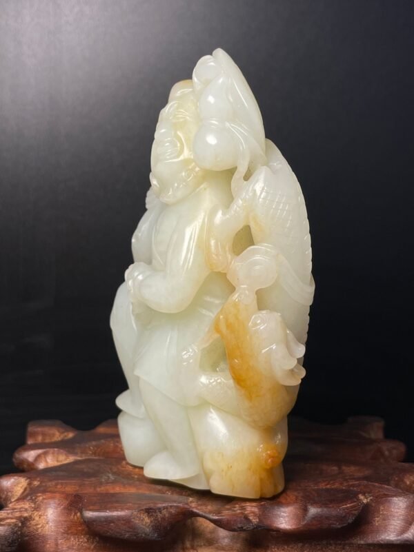 Hetian jade Ming and Qing dynasty jade pieces, subduing dragon arhat - Image 8