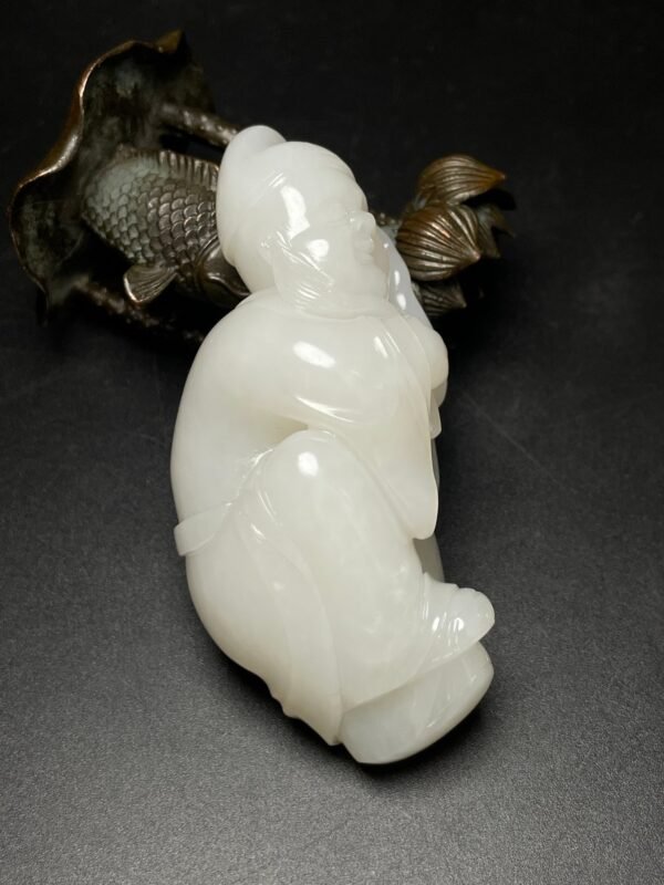 Hetian jade Ming and Qing dynasty hand-held ornaments, small heavenly officials - Image 3