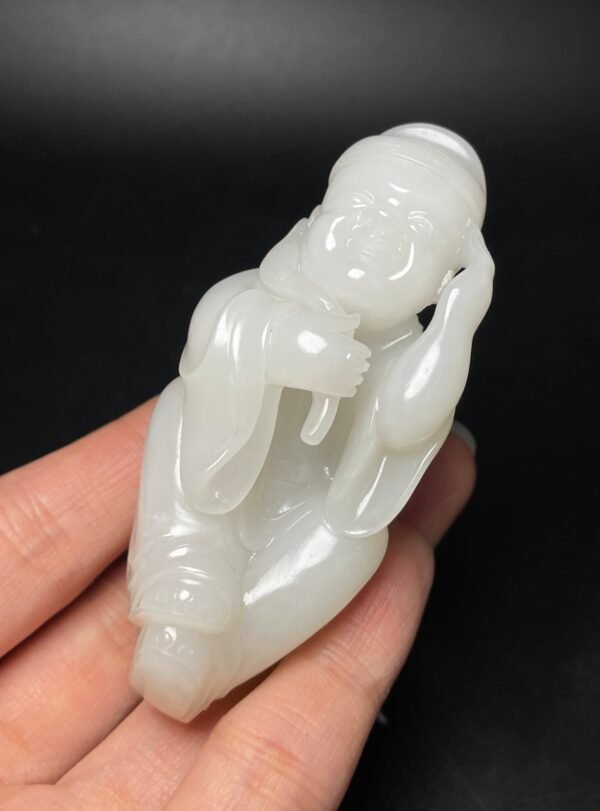Hetian jade Ming and Qing dynasty hand-held ornaments, small heavenly officials - Image 6