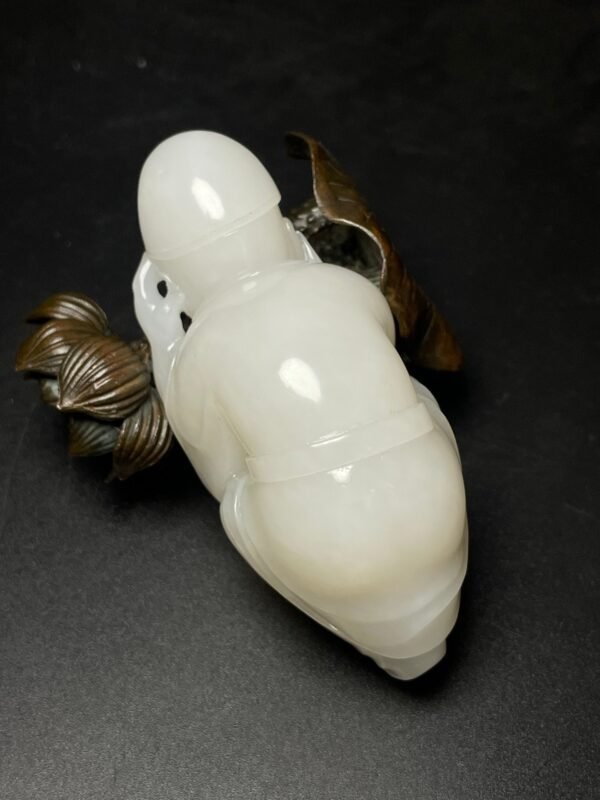 Hetian jade Ming and Qing dynasty hand-held ornaments, small heavenly officials - Image 7