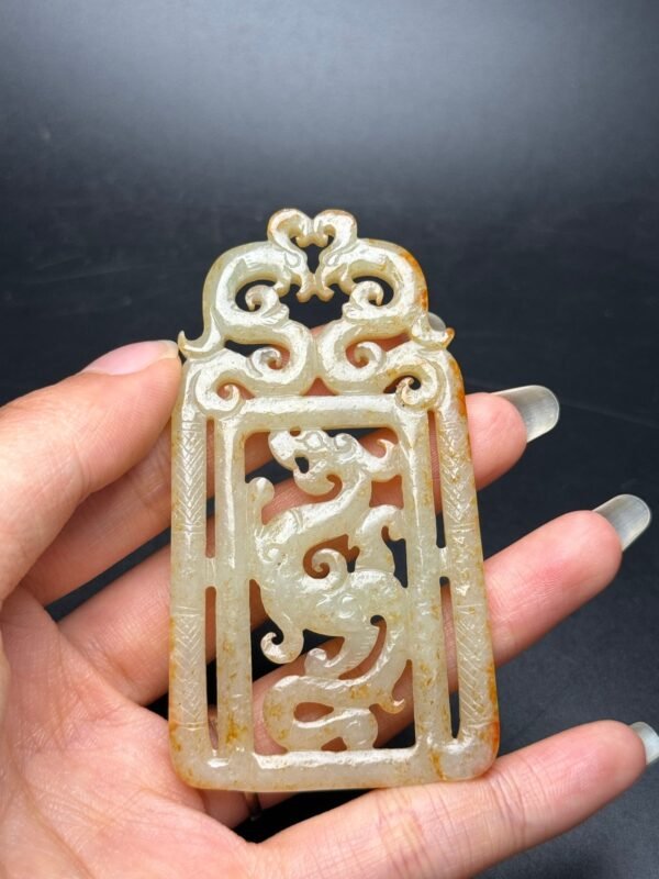 Hetian jade ancient jade bi, dragon and phoenix, auspicious, good luck, exquisite shape - Image 2