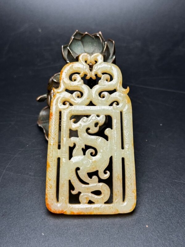 Hetian jade ancient jade bi, dragon and phoenix, auspicious, good luck, exquisite shape - Image 8