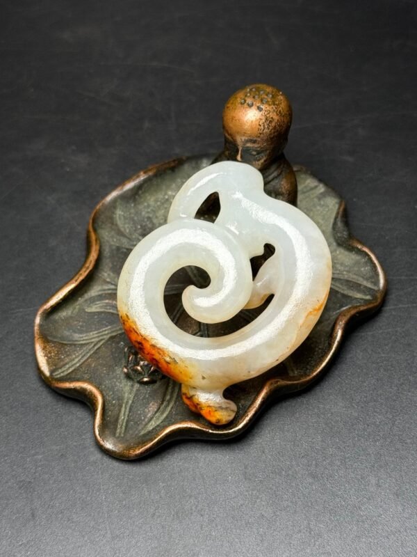 Hetian Jade Chilong Jade Pendant, Dragon Travels the World, Auspicious and Rich - Image 3