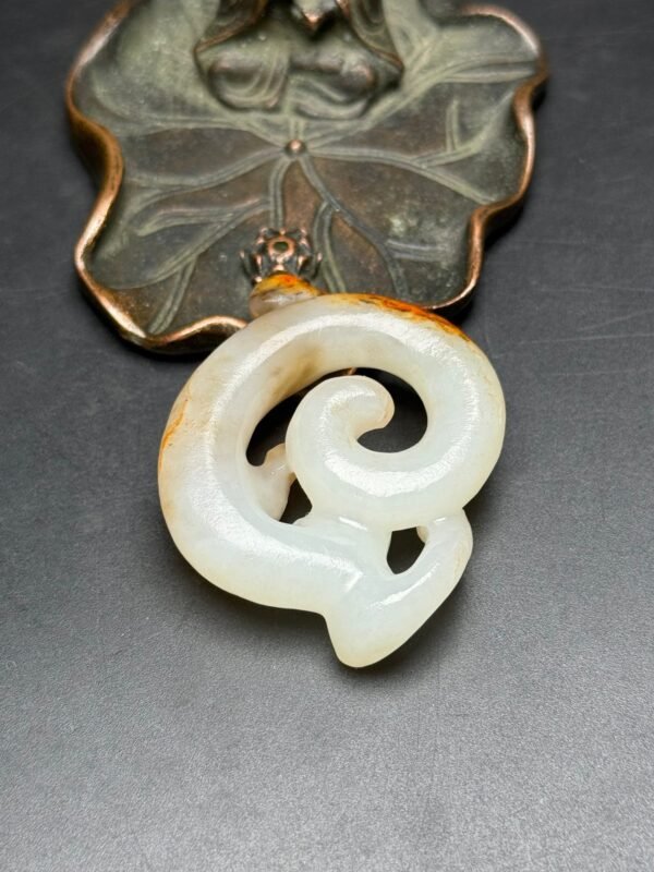 Hetian Jade Chilong Jade Pendant, Dragon Travels the World, Auspicious and Rich - Image 8