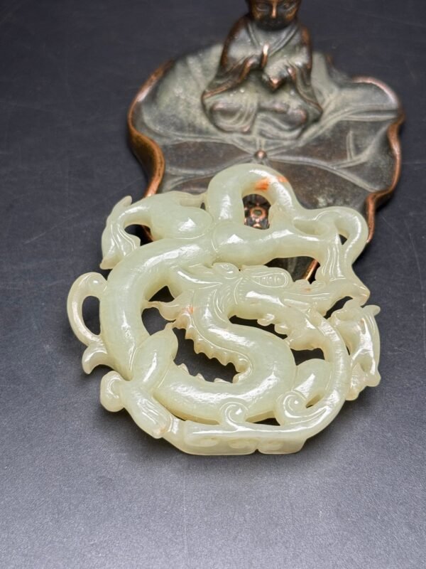 Hetian Jade Panlong Jade Pendant, dragon travels around the world, attracts wealth and fortune - Image 3