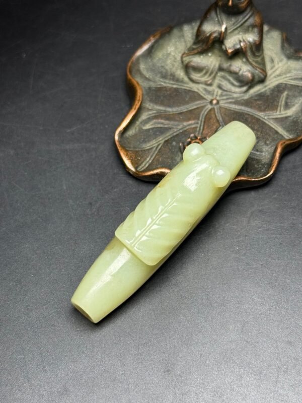 Hetian jade bridle, trumpet hole, carved jade cicada, rich and noble, exquisite shape - Image 7