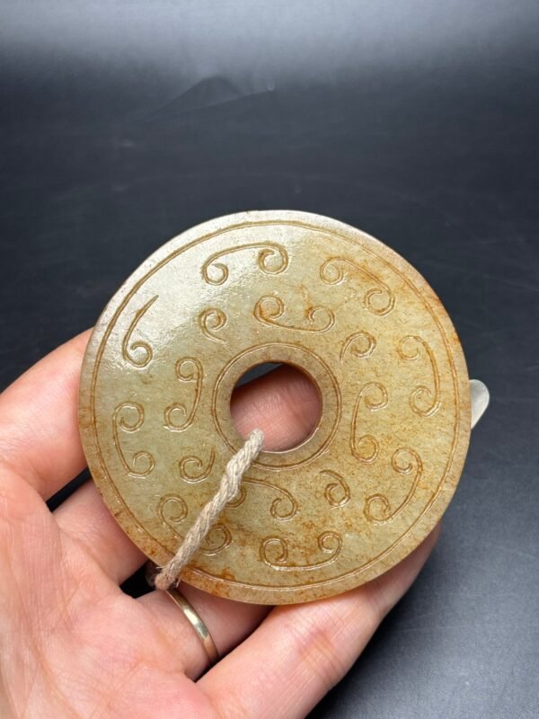 Hetian jade ancient jade bi, dragon and phoenix, auspicious