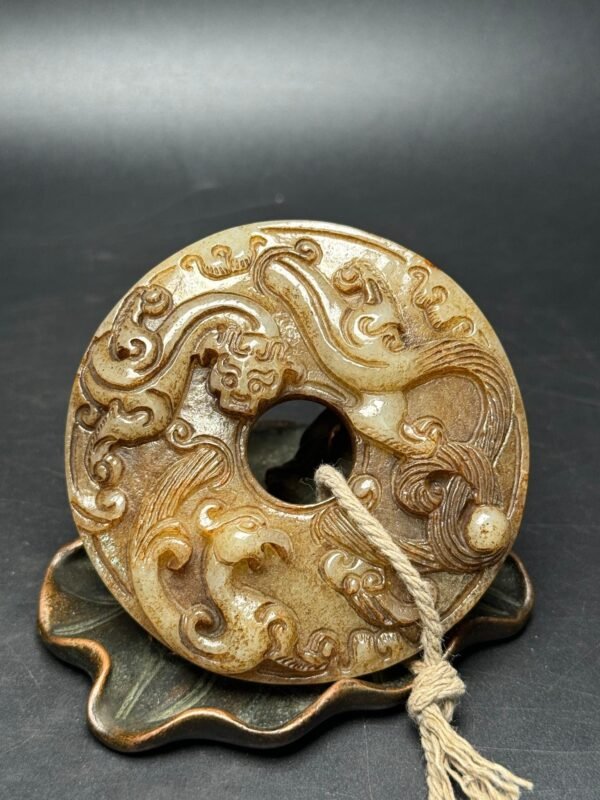 Hetian jade ancient jade bi, dragon and phoenix, auspicious - Image 4