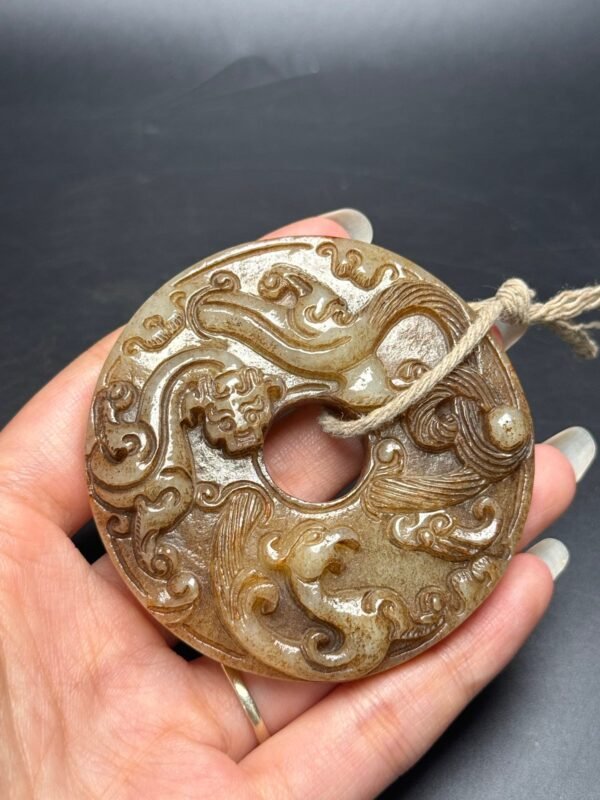 Hetian jade ancient jade bi, dragon and phoenix, auspicious - Image 6