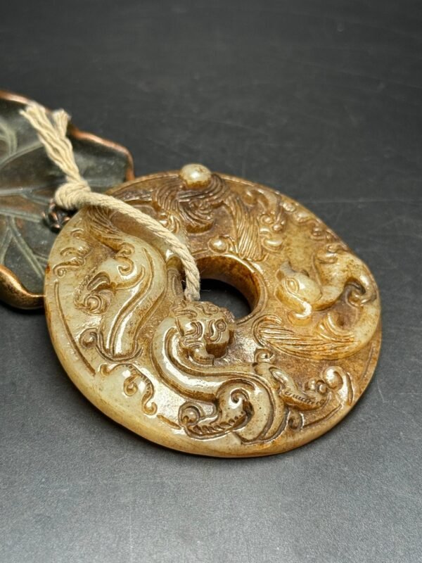 Hetian jade ancient jade bi, dragon and phoenix, auspicious - Image 7