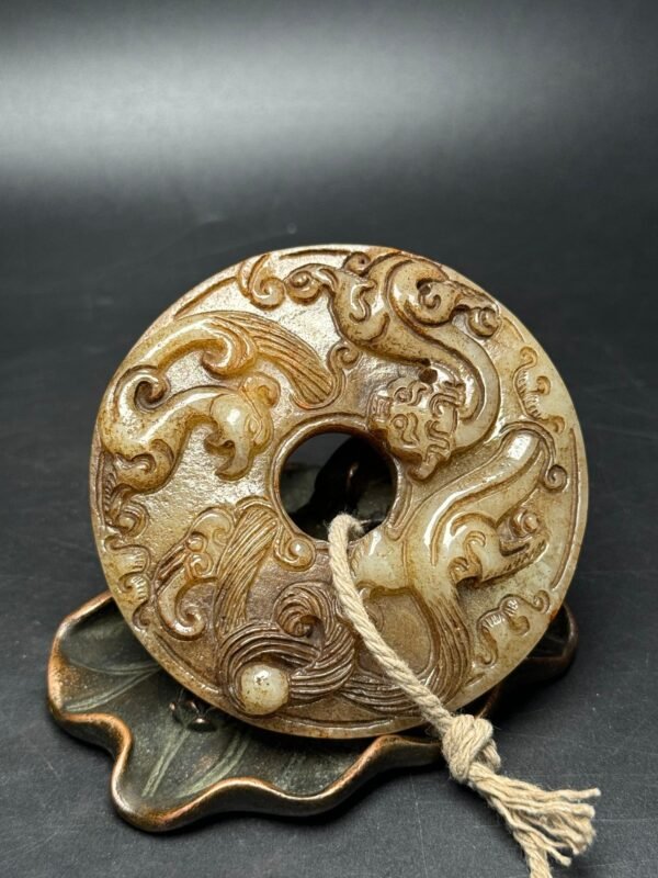 Hetian jade ancient jade bi, dragon and phoenix, auspicious - Image 9
