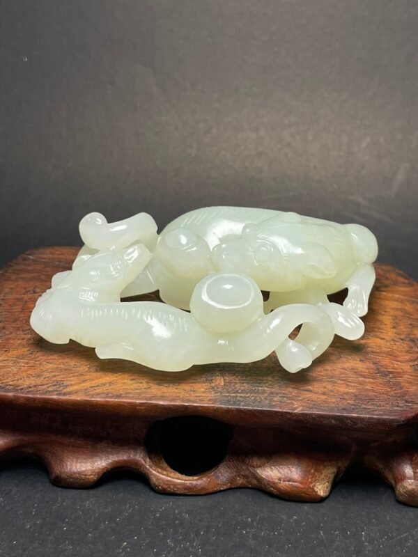 Hetian jade Ming and Qing dynasty jade pieces, prosperous dog, prosperous people - Image 8