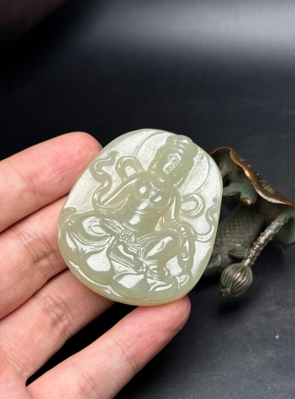 Hetian jade pendant, Guanyin, compassionate, protects peace