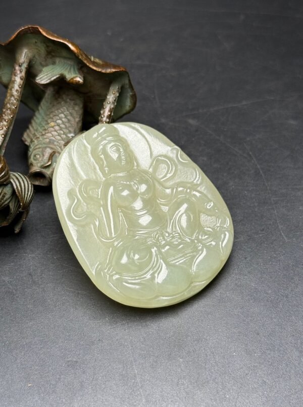 Hetian jade pendant, Guanyin, compassionate, protects peace - Image 9