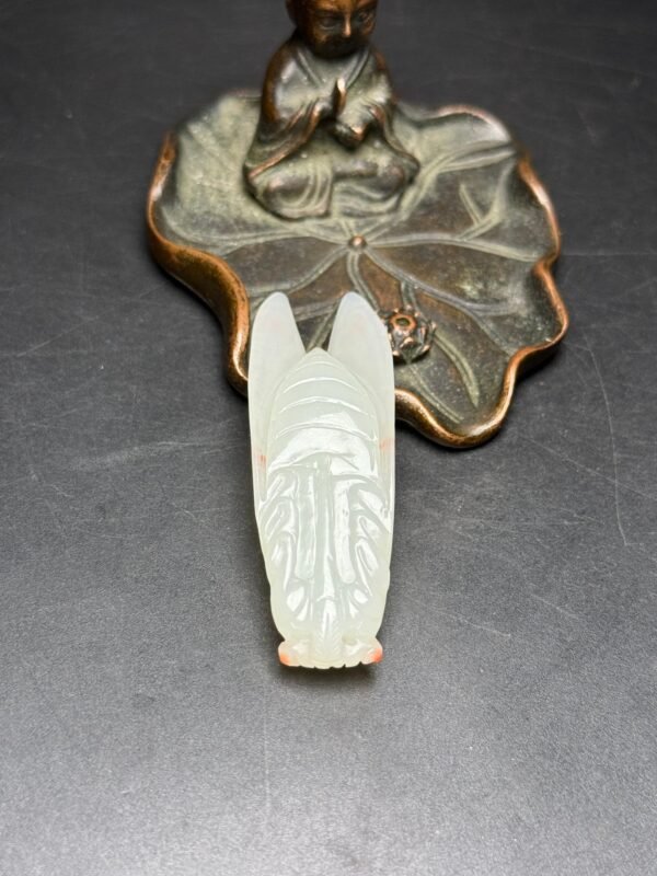 Hetian jade cicada, endless life, rich and noble, sharp knife skills, gold thread - Image 3