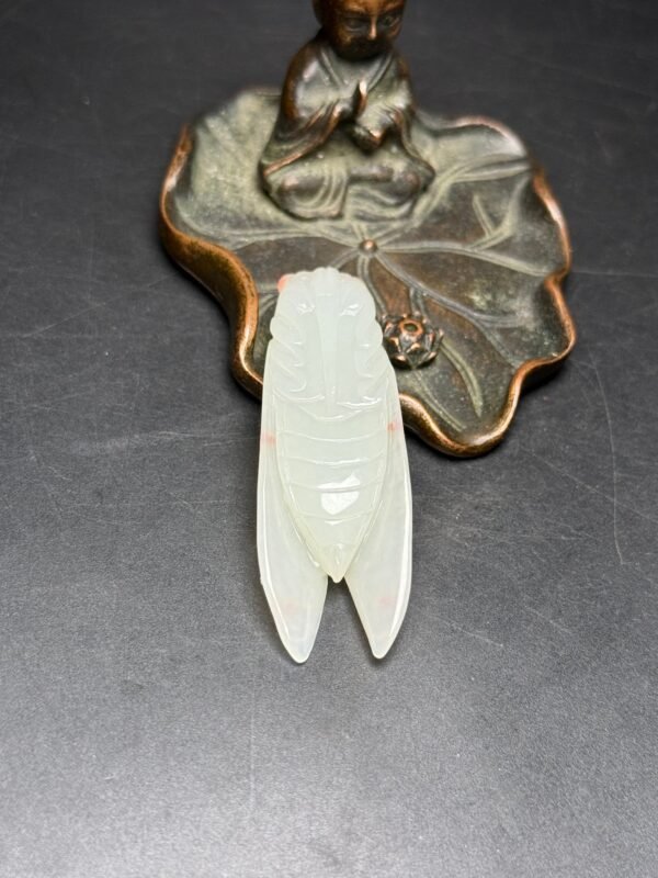 Hetian jade cicada, endless life, rich and noble, sharp knife skills, gold thread - Image 7