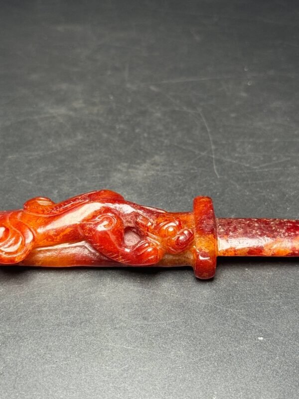 Hetian Jade Chilong Jade Knife, attracting wealth and fortune, protecting peace - Image 3
