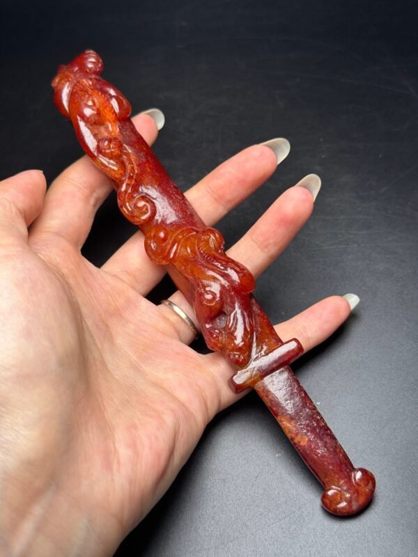 Hetian Jade Chilong Jade Knife, attracting wealth and fortune, protecting peace - Image 4