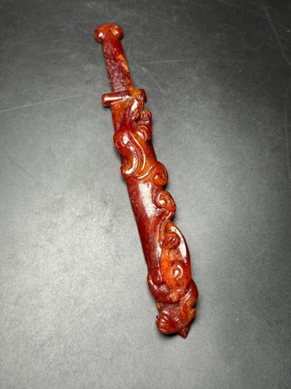Hetian Jade Chilong Jade Knife, attracting wealth and fortune, protecting peace - Image 8